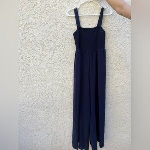 Stretchy and thin dark blue jumpsuit